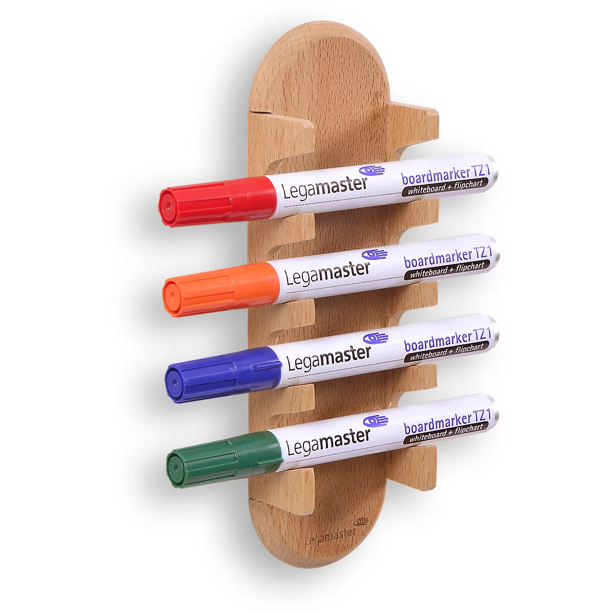 Glasboard-Markerhalter Legamaster WOODEN, magnetisch, lagert 4 Boardmarker, B 60 x T 35 x H 200 mm, Buchenholz, lackiert